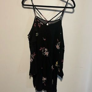 Off- shoulder black dress with pink flowers. Size small